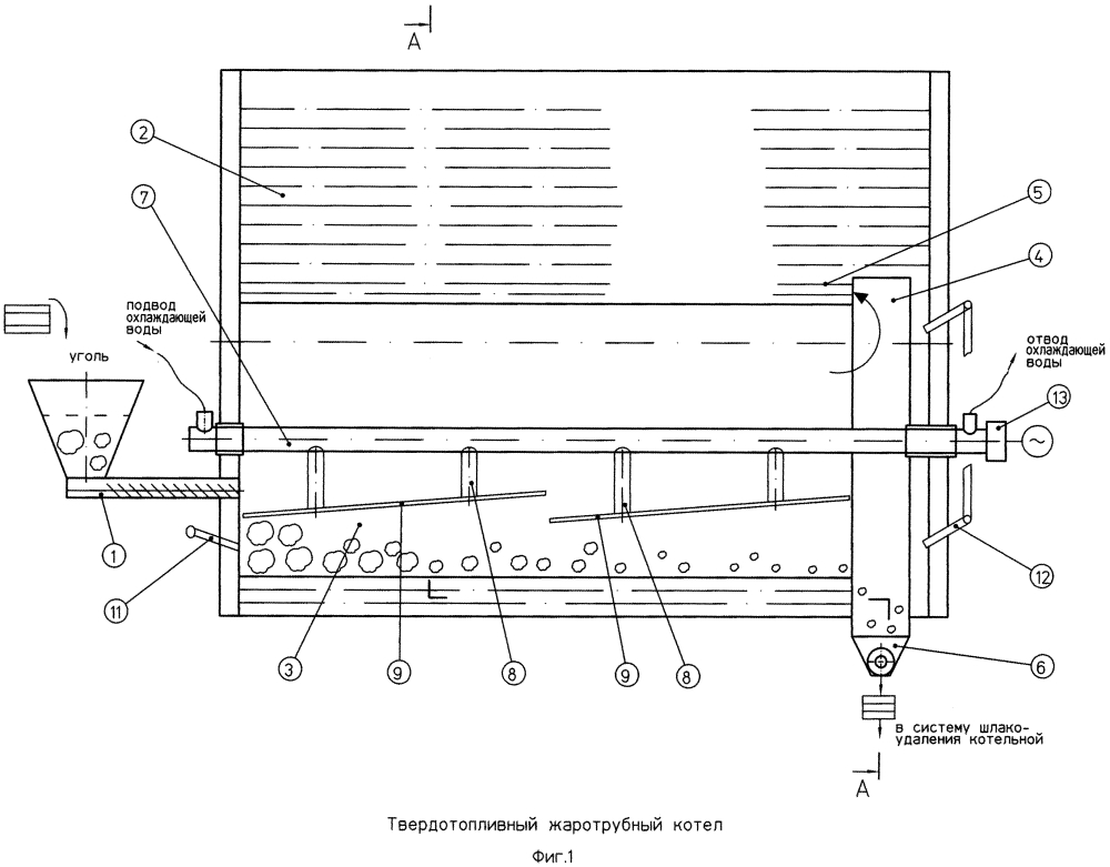 Твердотопливный жаротрубный котел (патент 2623594)
