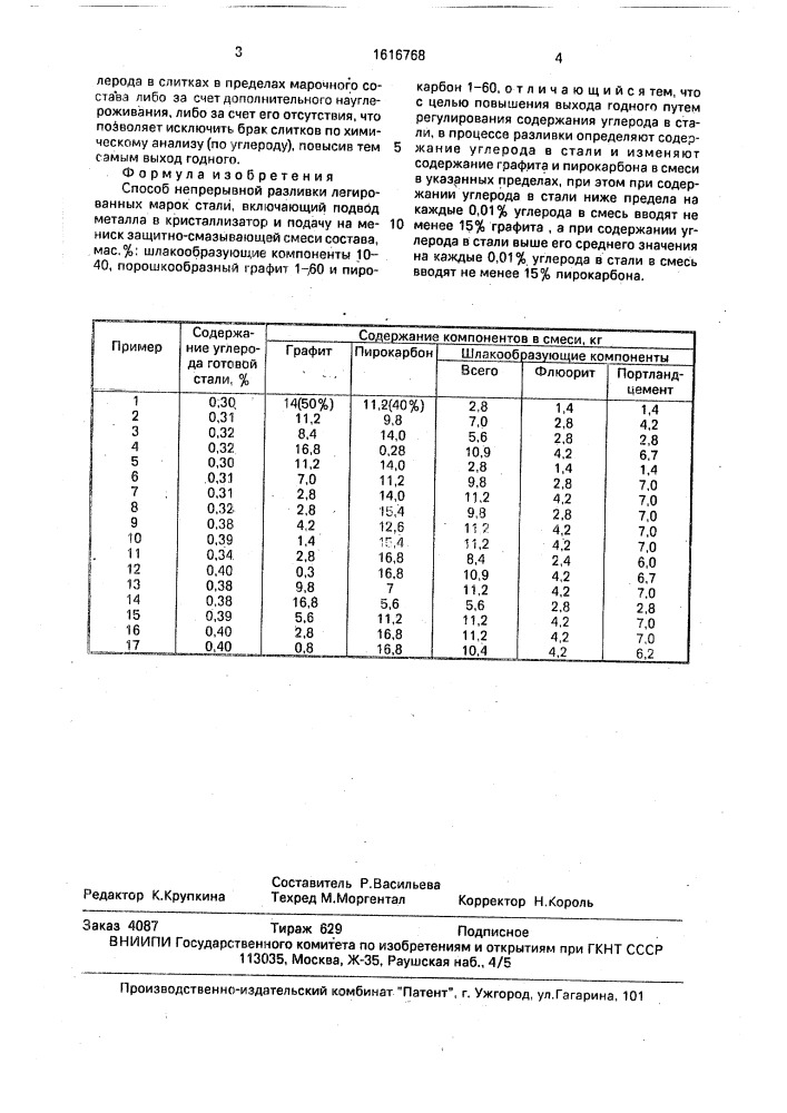 Способ непрерывной разливки легированных марок стали (патент 1616768)