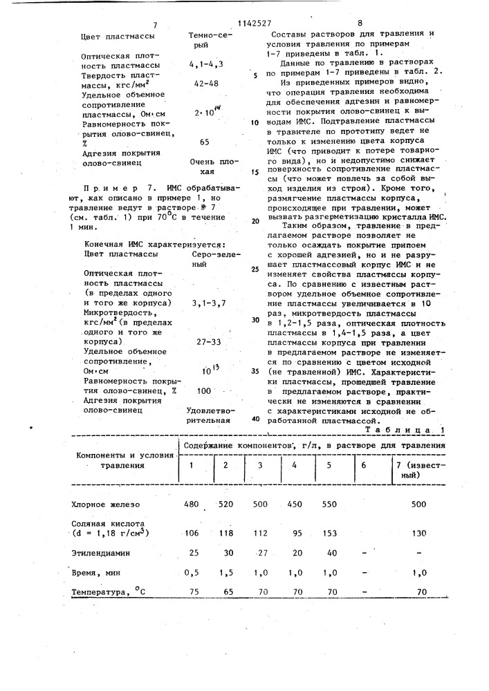 Раствор для травления выводов интегральных микросхем (патент 1142527)