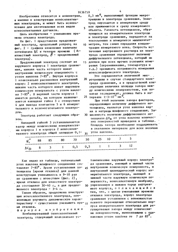 Комбинированный ионоселективный электрод (патент 1636759)