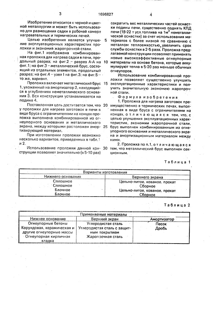 Проложка для нагрева заготовок (патент 1696827)