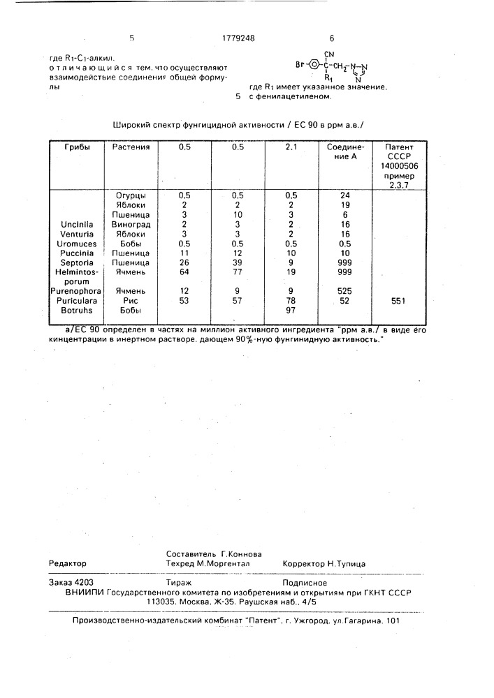 Способ получения производных 2-циано-2-арил-1-/1,2,4- триазол-1-ил/этана (патент 1779248)