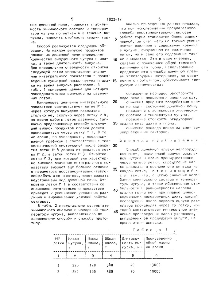 Способ доменной плавки железорудных шихт (патент 1822412)