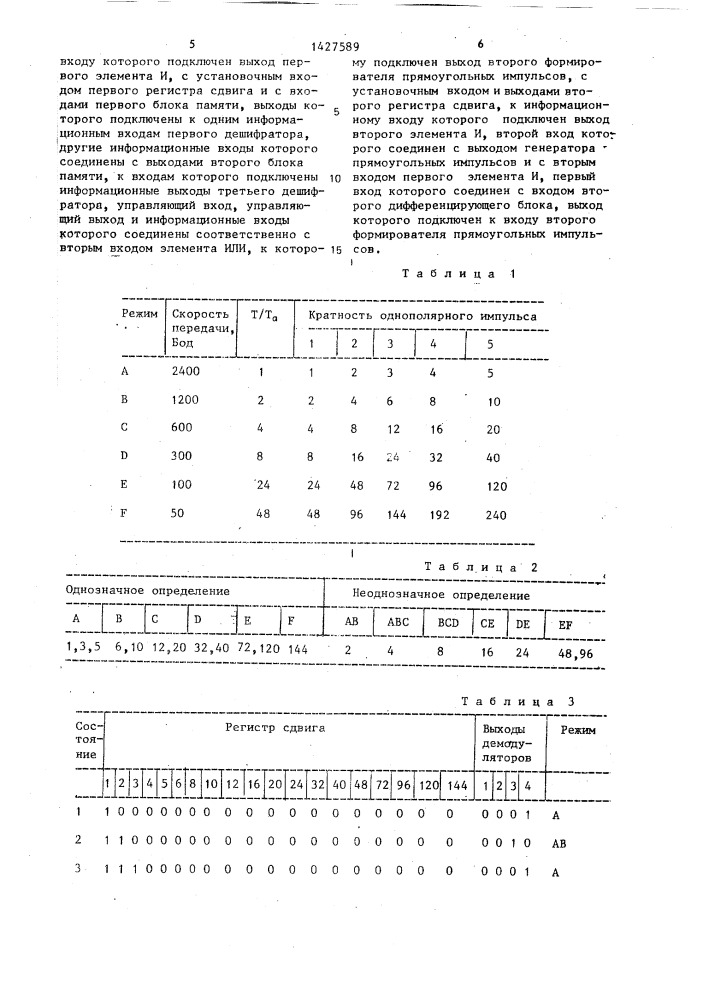 Устройство для приема дискретной информации (патент 1427589)