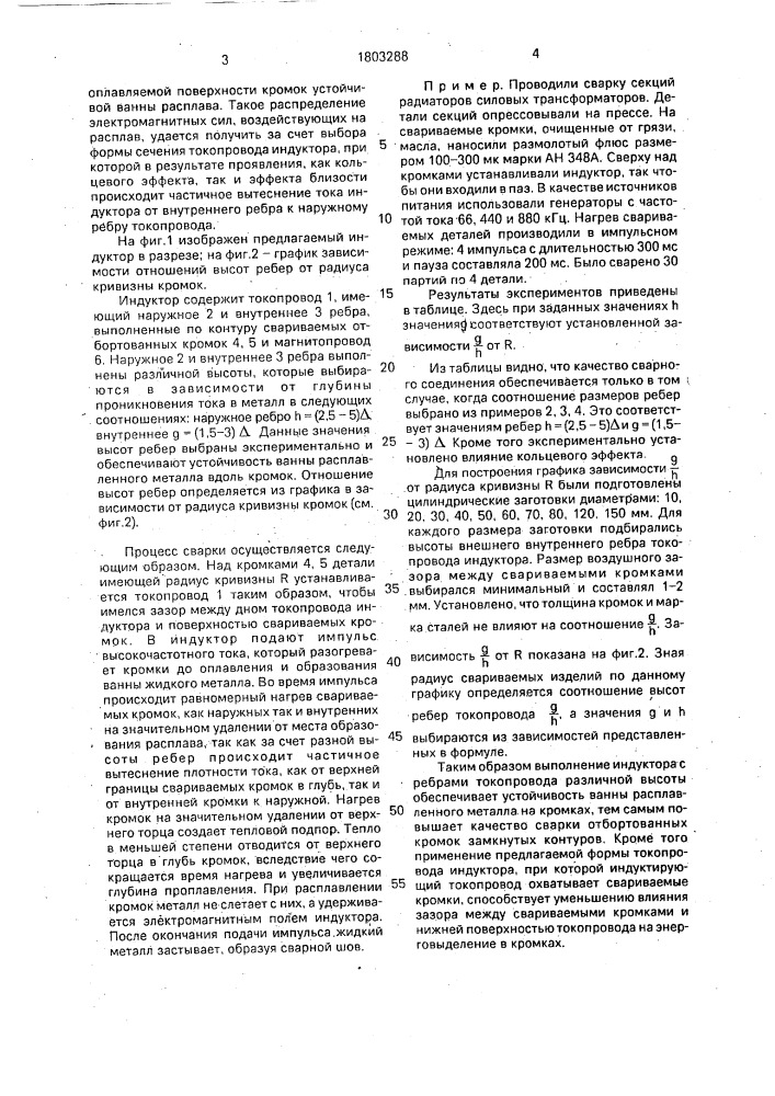 Индуктор для высокочастотной сварки (патент 1803288)