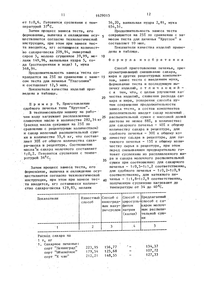 Способ приготовления печенья (патент 1629015)