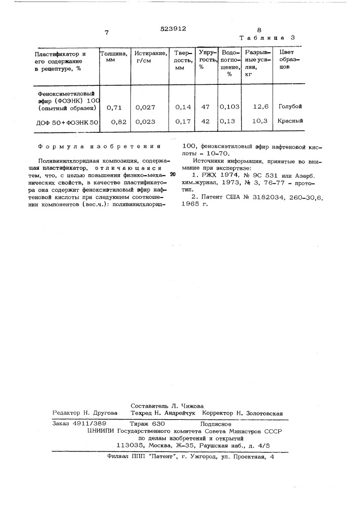 Поливинилхлоридная композиция (патент 523912)