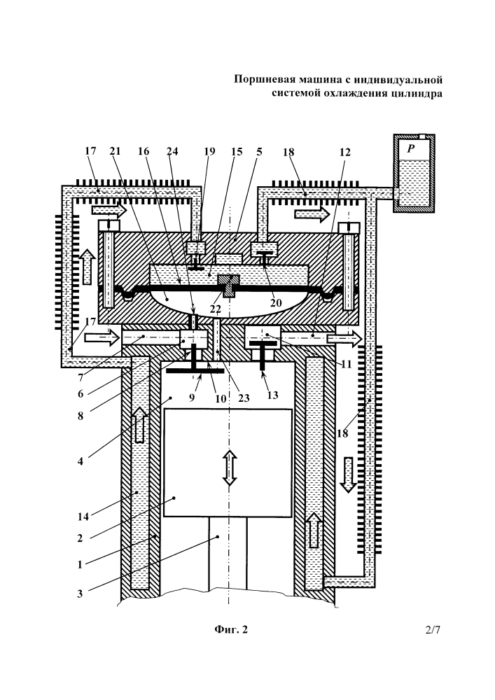 Поршневая машина с индивидуальной системой охлаждения цилиндра (патент 2594389)