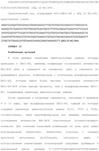 Модифицированные варианты ингибиторов протеаз bowman birk (патент 2509776)