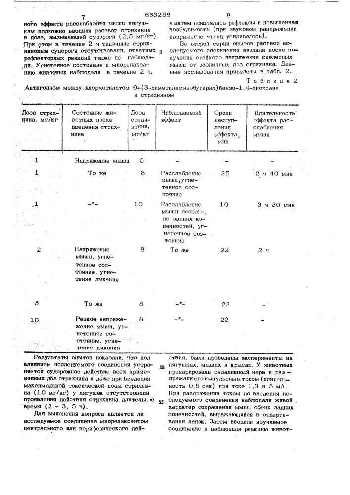 Хлорметилат 6-(4-диметиламинобутирил) -бензо-1,4 диоксана, обладающий центральной миорелаксирующий активностью (патент 653256)