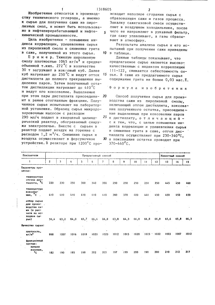 Способ получения сырья для производства сажи (патент 1318605)