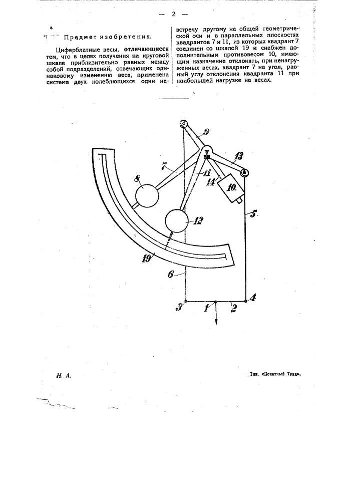 Циферблатные весы (патент 21490)