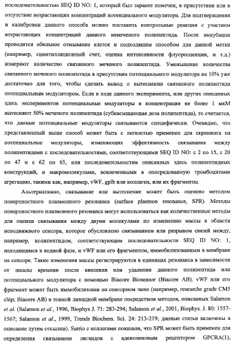 Терапевтические полипептиды, их гомологи, их фрагменты и их применение для модуляции агрегации, опосредованной тромбоцитами (патент 2357974)