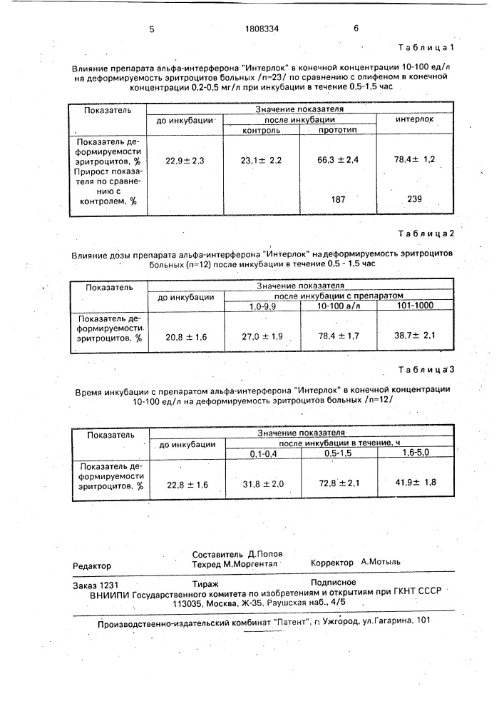 Вещество, повышающее деформируемость эритроцитов (патент 1808334)