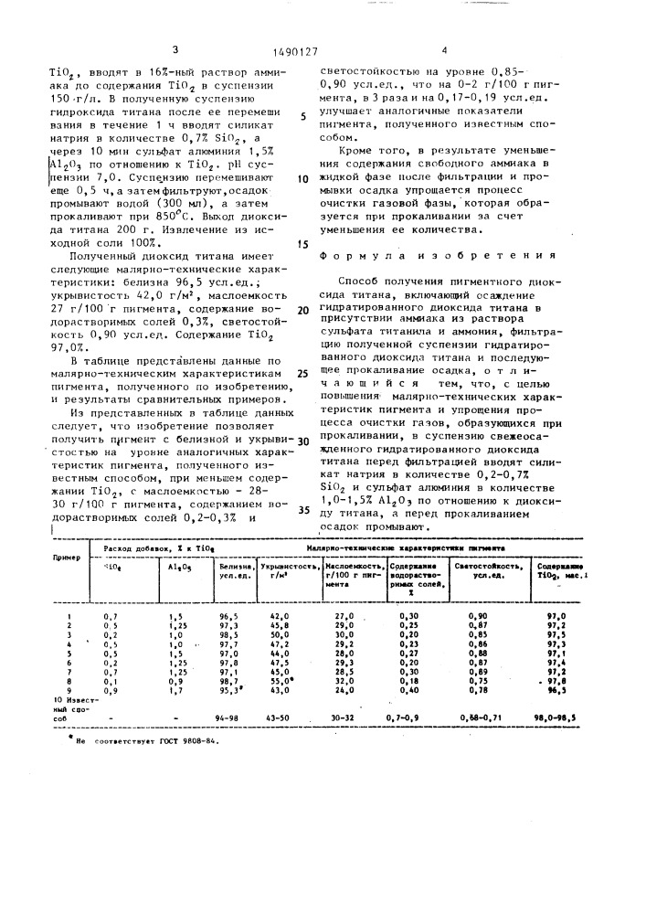 Способ получения пигментного диоксида титана (патент 1490127)