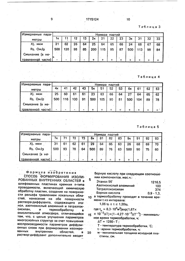 Способ формирования изолированных внутренних областей (патент 1715124)