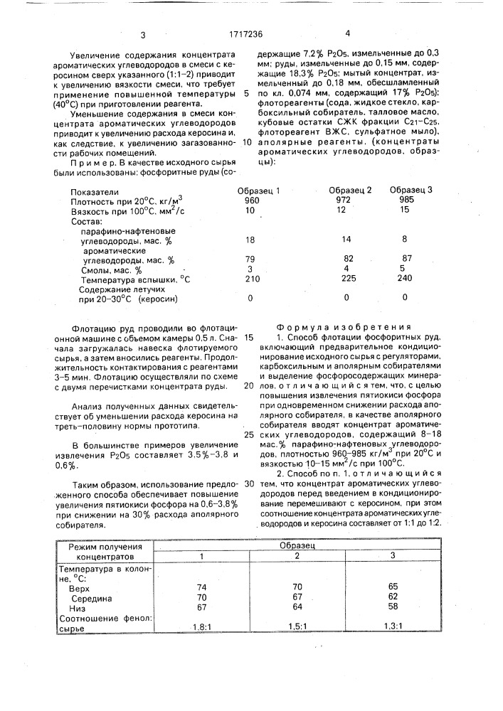 Способ флотации фосфоритных руд (патент 1717236)