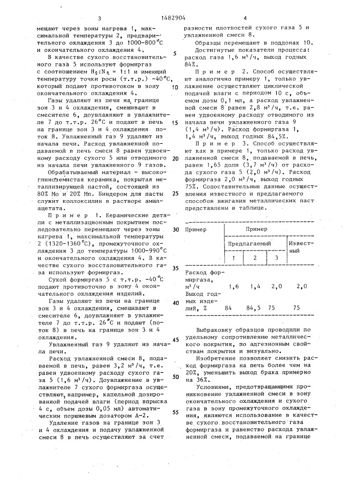 Способ вжигания молибден-марганцевых паст в непрерывнодействующих печах (патент 1482904)