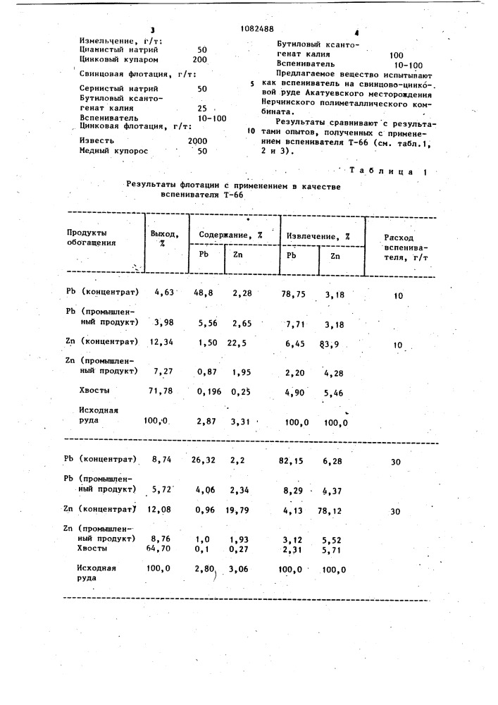 Способ флотации полиметаллической руды (патент 1082488)