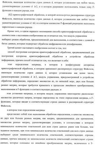 Устройство криптографической обработки, способ построения алгоритма криптографической обработки, способ криптографической обработки и компьютерная программа (патент 2409902)