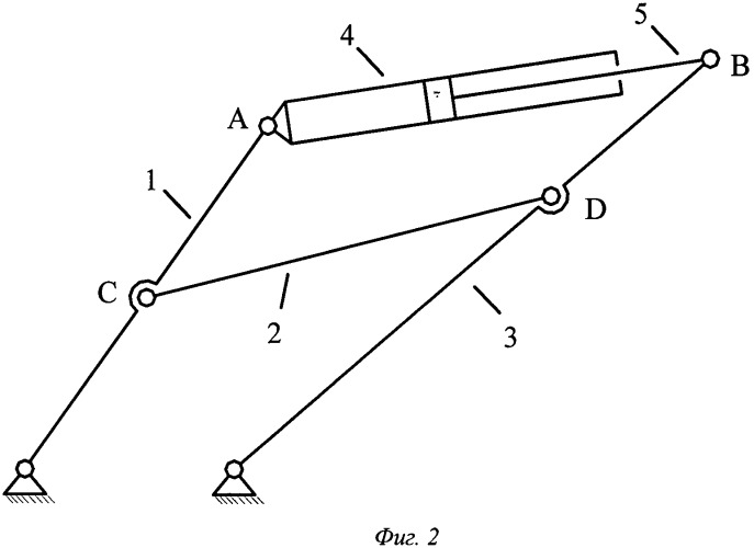 Полноповоротный двухкривошипный плоский механизм с подвижным линейным гидроприводом (патент 2520623)