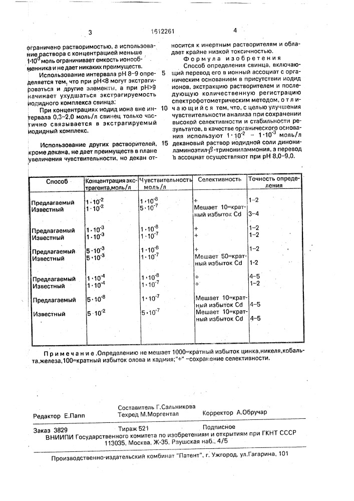 Способ определения свинца (патент 1612261)