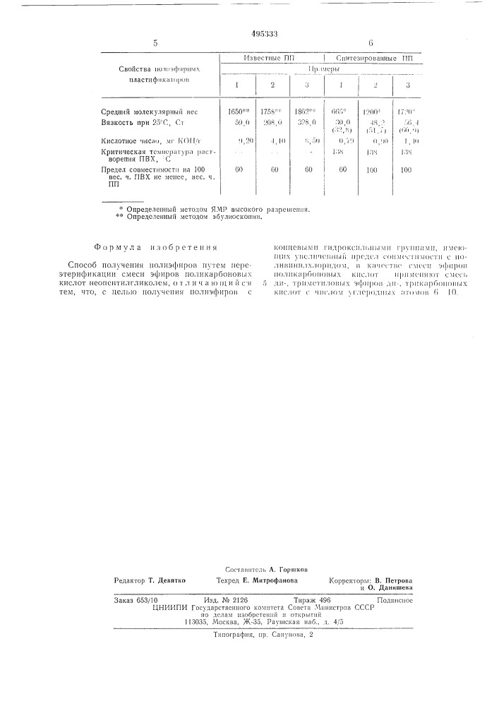 Способ получения полиэфиров (патент 495333)