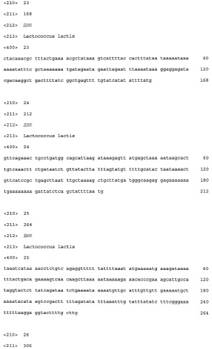 Промоторы lactococcus и их применение: (патент 2495129)