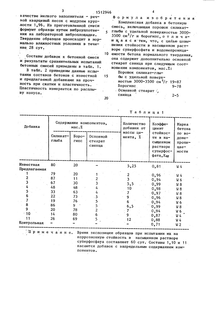 Комплексная добавка в бетонную смесь (патент 1512946)