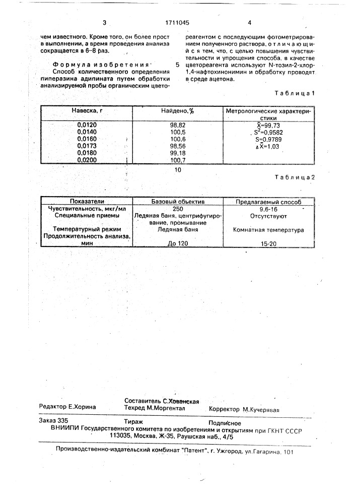 Способ количественного определения пиперазина адипината (патент 1711045)