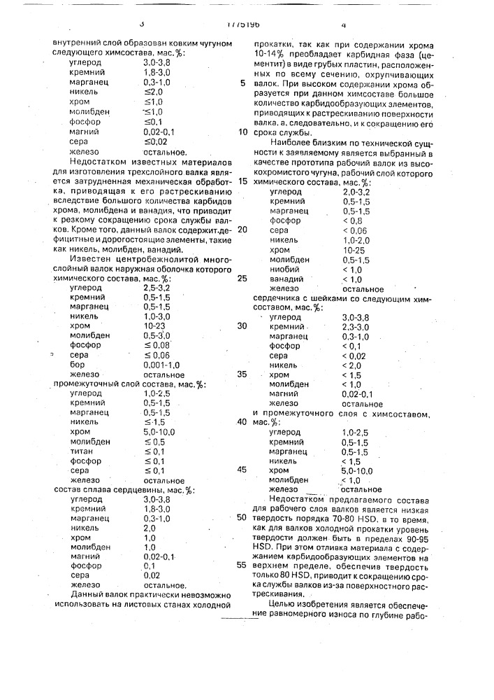 Трехслойный прокатный валок (патент 1775196)