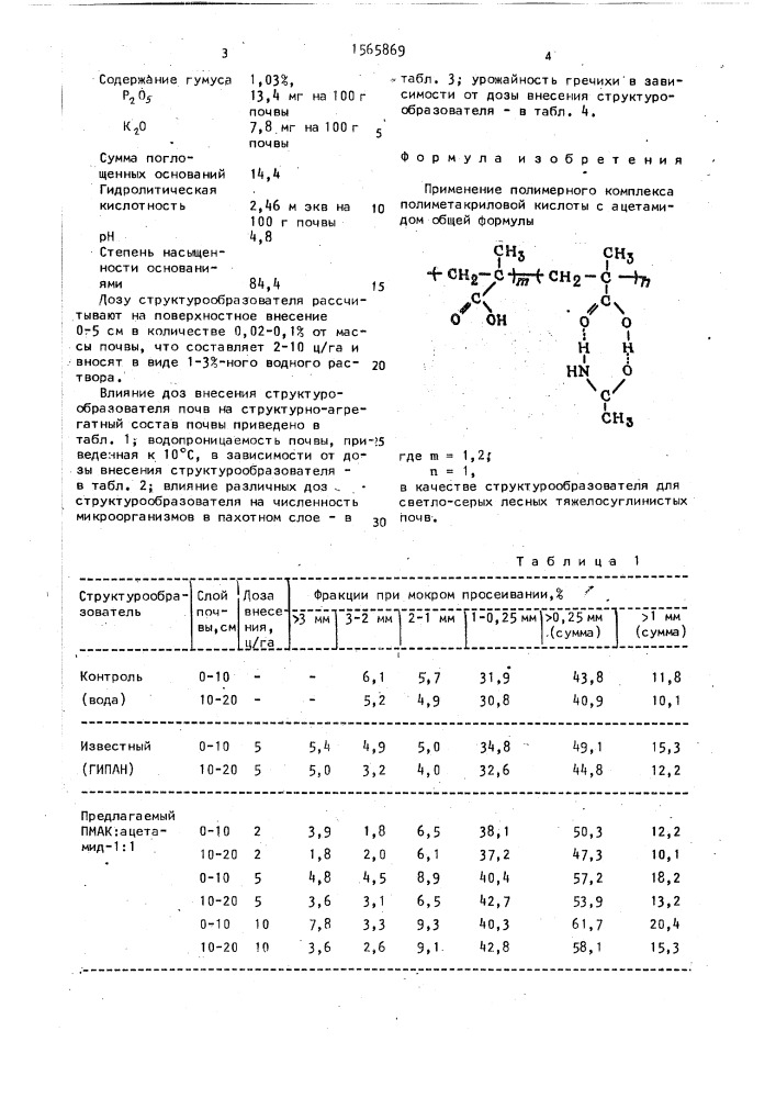 Структурообразователь почв (патент 1565869)