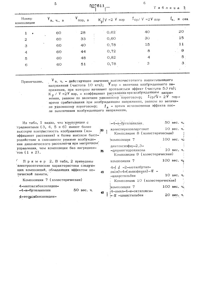 Композиция на основе жидких кристаллов (патент 507611)