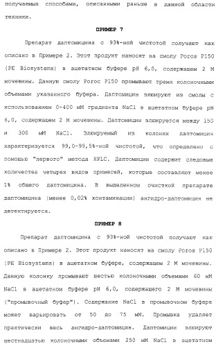 Способ очистки липопептида (варианты), антибиотическая композиция на основе очищенного липопептида (варианты) (патент 2311460)