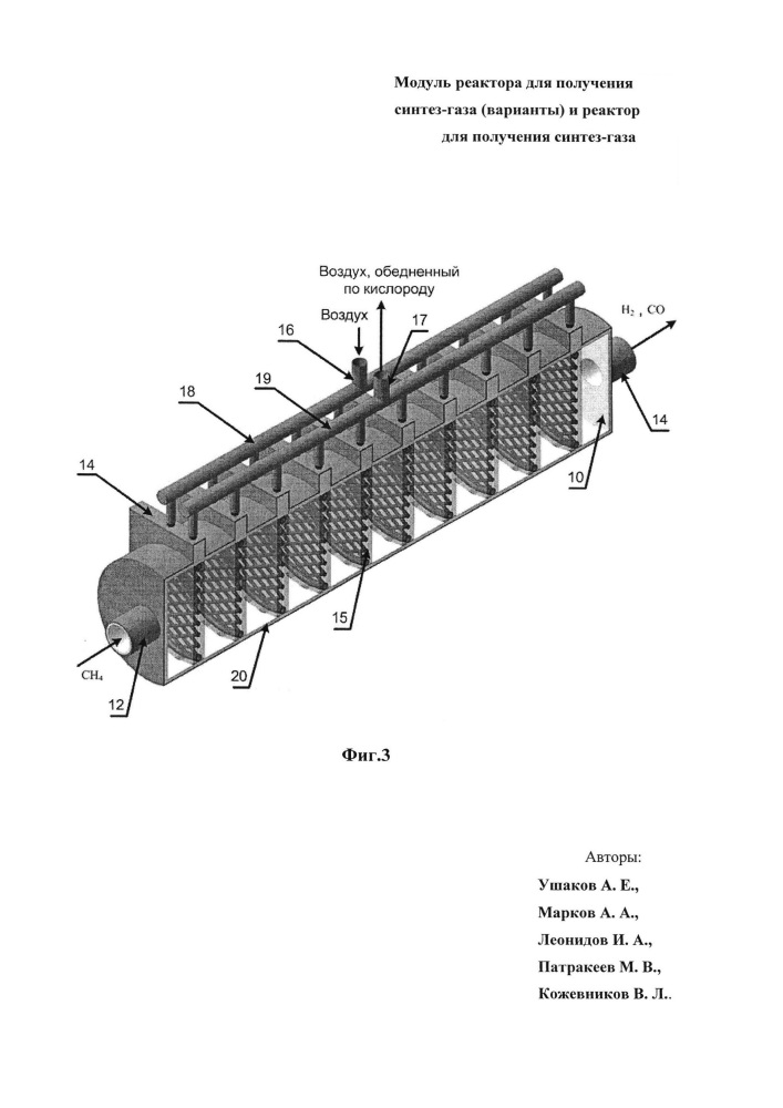 Модуль реактора для получения синтез-газа (варианты) и реактор для получения синтез-газа (патент 2610616)