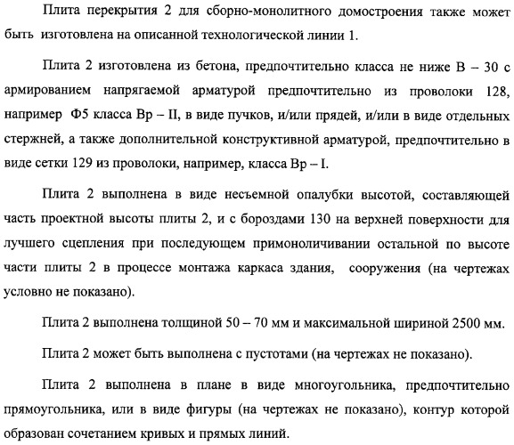 Универсальная технологическая линия для изготовления предварительно напряженных строительных конструкций, строительная конструкция и плита перекрытия, изготовленные на этой технологической линии (патент 2311290)