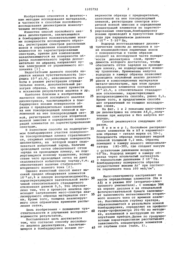 Способ послойного анализа диэлектриков (патент 1105792)
