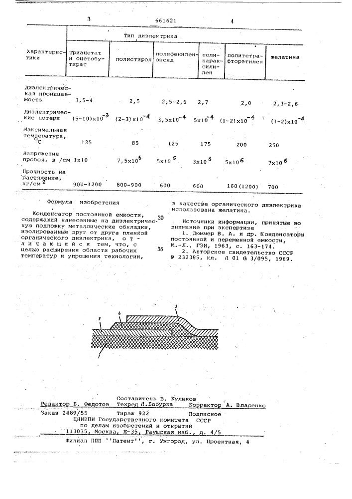 Конденсатор постоянной емкости (патент 661621)