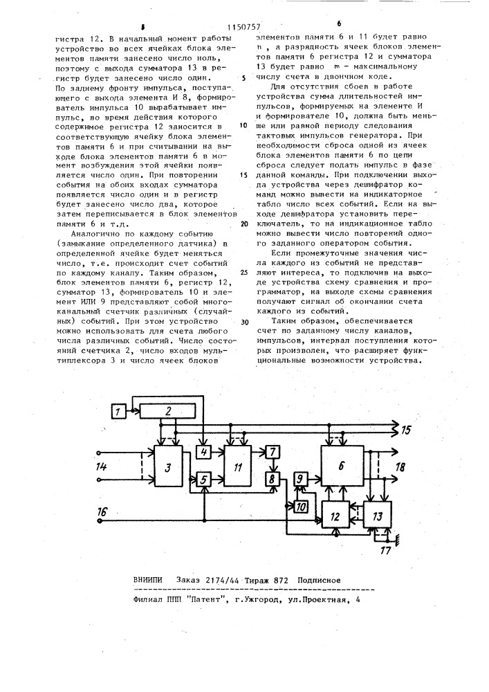 Многоканальное пересчетное устройство (патент 1150757)