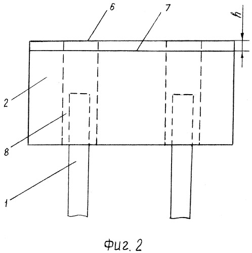 Наголовник для опорных свай автомобильной дороги с покрытием плитами (патент 2515801)