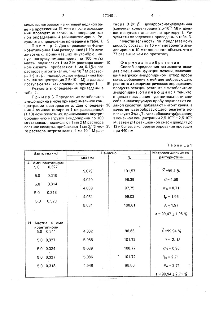 Способ определения активности оксидаз смешанной функции печени (патент 1734016)