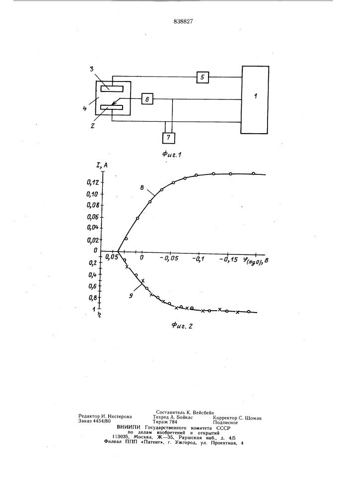 Способ определения коэффициентаиспользования перекиси водородана катоде (патент 838827)
