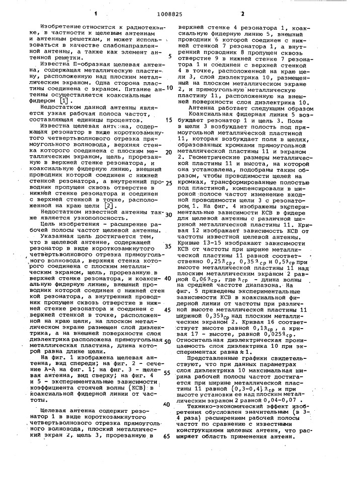 Щелевая антенна (патент 1008825)