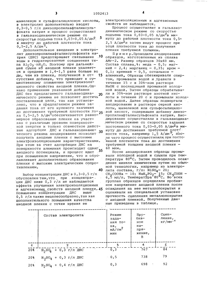 Способ анодирования алюминия и его сплавов (патент 1002413)