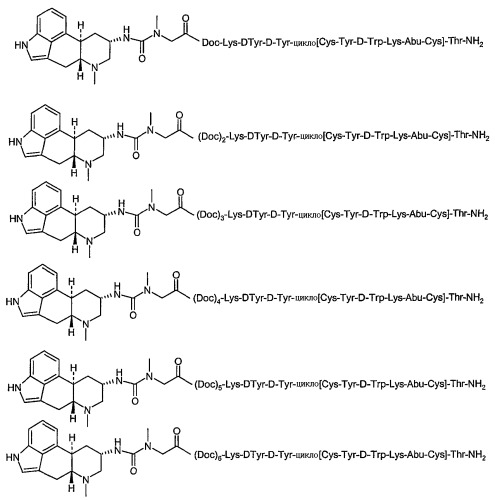 Химерные аналоги соматостатина-дофамина (патент 2277539)