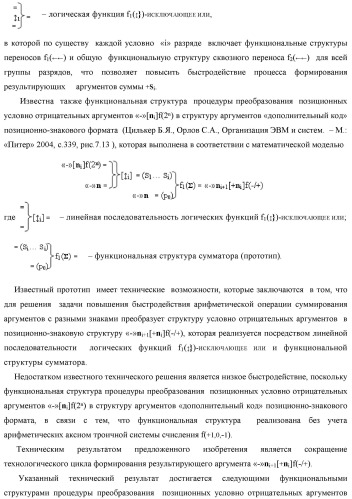 Функциональная структура процедуры преобразования позиционных условно отрицательных аргументов &#171;-&#187;[ni]f(2n) в структуру аргументов &quot;дополнительный код&quot; позиционно-знакового формата с применением арифметических аксиом троичной системы счисления f(+1,0,-1) (варианты) (патент 2429564)