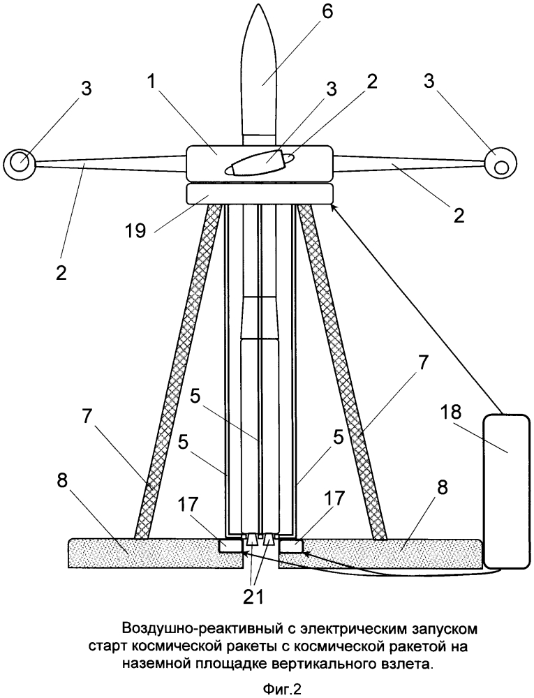 Воздушно-реактивная с электрическим запуском стартовая система космической ракеты (патент 2620172)