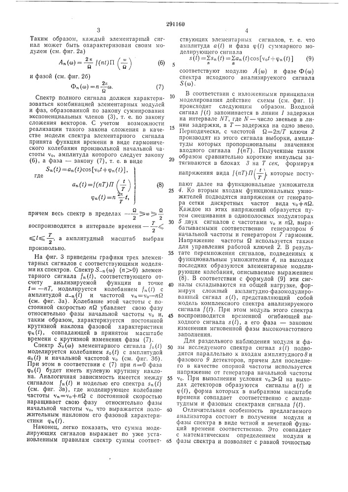 Анализатор комплексного спектра электрическихсигналов (патент 291160)