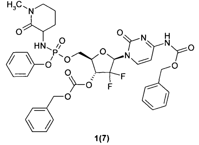 Замещенные (2r,3r,5r)-3-гидрокси-(5-пиримидин-1-ил)тетрагидрофуран-2-илметил арил фосфорамидаты (патент 2553996)