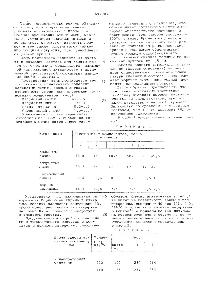 Состав для защиты припоя от окисления (патент 697285)